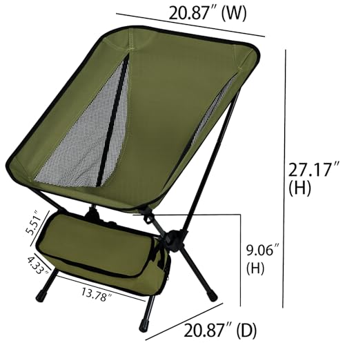 Lightweight Portable Essential Compact Camping Chair,Sturdy with X-Frame,120kg Capacity,Foldable with Carry Bag,Quick Setu...