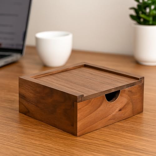 LONMAIX 3.7" x 3.7" x 1.6" Inch Walnut Jewelry Box for Rings, Earrings, Keepsakes | Wedding Gift, Elegant Present | Handcr...