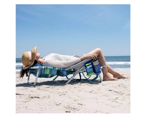 Tommy Bahama 5 Position Beach Chair, Zippered Insulated Cargo Pouch, Cup and Cell Phone Holders, Towel Bar, Pillow for Ext...