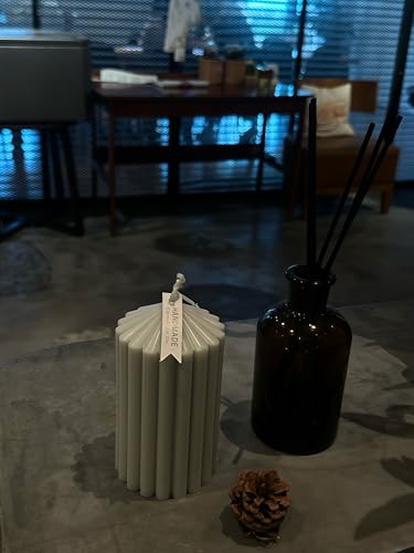 Hyznengu Ribbed Peak Pillar Candle- Large Handmade Scented Soy Wax Candle with Elegant Bubble Aesthetic， Housewarming Gif...
