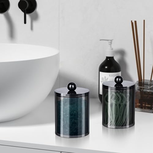 XIPENGKEJI 2 Pack Qtip Holder,Canister Apothecary Jar Set, Bathroom Jars with Lids Set for Cotton Swabs, Balls, Pads, Flos...