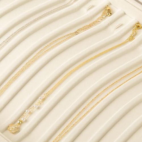 Frebeauty 15 Hooks Necklace Tray Velvet Neckalce Organizer with Clear Lid Lockable Necklace Holder Box Jewelry Organizer f...