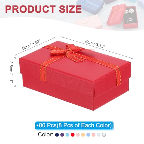 PATIKIL Jewelry Gift Boxes, 80Pcs Small Gift Packaging Box Cardboard Bulk with Lid Ribbon for Bracelet Earring Ring Christ...