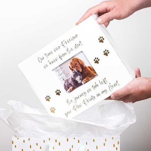 Pavilion Gift Company - Paw Prints On My Heart - Memory Box With 5" x 4" Photo Holder Loss Of Pet Cat Dog Bereavement In M...