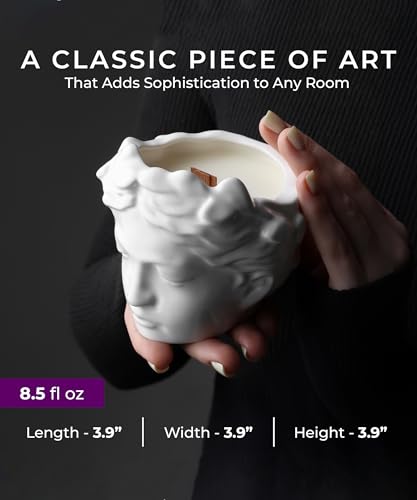 Wood Wick Candles That Crackle Like Fireplace - Anthropologie Vintage Greek Bust Face Sculpture Ceramic Candle - Classical...