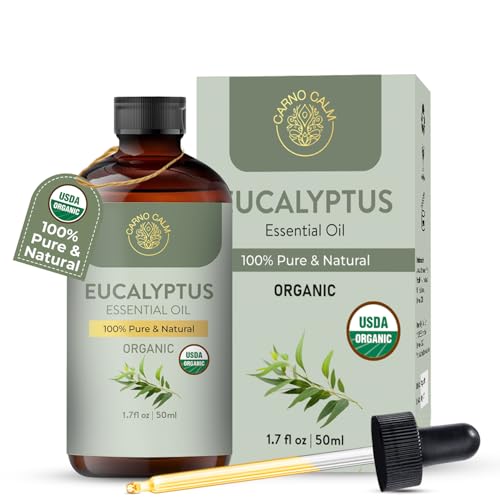 Carno Calm Eucalyptus Essential Oil | USDA Certified Organic Eucalyptus Oil | Ideal for Aromatherapy Skin and Hair | for D...