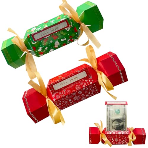 Yiishuiil Christmas Surprise Money Pull Pouch, 2PCS DIY Christmas Money Holders for Cash Cash Gift Pouch for Gift Birthday