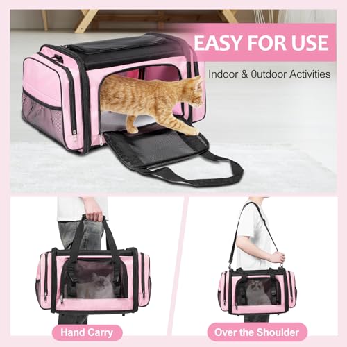 Large Cat Carrier, Pet Carrier, Dog Carrier for Small Dogs, Cat Carrier Soft, Collapsible Large Pet Carrier for Traveling ...