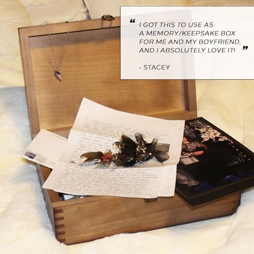 GUYTRENDz Stained Wooden Keepsake Box, Large Memory Box for Keepsakes, Decorative Storage Box for Memories, Jewelry, & Pho...