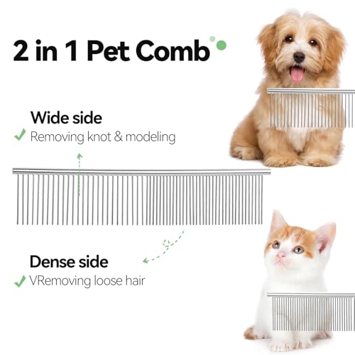 FOR-HI Dog & Cat Brush,Pet Grooming Kit 4PCS- Dog Brush for Shedding| A Pair Pet Hair Removal Gloves| Metal Comb for dog.R...