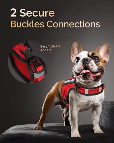 FAYOGOO Service Dog Vest for Small Dogs - Breathable Air Mesh Service Dog Harness with Leash & 6 Patches, Adjustable No-Ch...