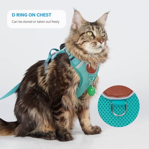 Cat Harness and Leash Set with AirTag Holder: Upgraded Escape Proof Vest with Lead for Small Dog Puppy Large Cat Walking，S...