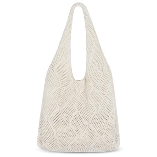 Sightor Crochet Tote Bag, Mesh Beach Bag Knit Summer Hobo Bag Vacation Boho Tote Bag for Women