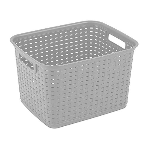 Sterilite 6-Pack Tall Weave Basket, Woven Plastic Storage Baskets for Organization, Cement Gray - Organizing Bin Container...