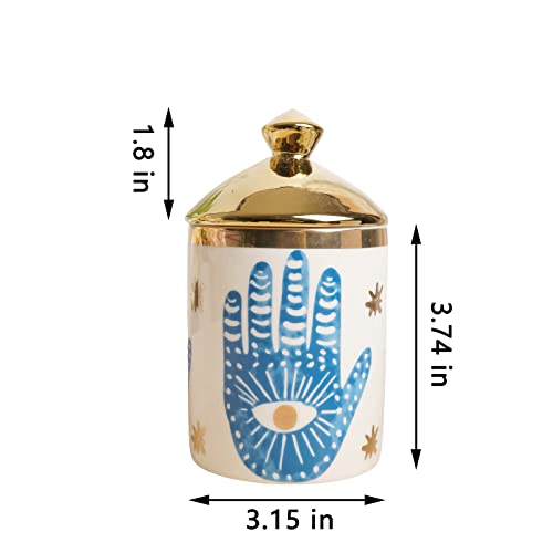 Beccalame Big Eye Aromatherapy Candle Jar With Lid Ceramic Makecup Cotton Swab Holder Home Deocrative Bottler, Home Firepl...