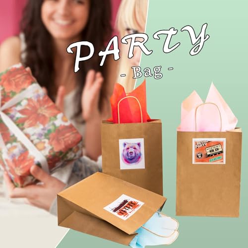 RACETOP Brown Paper Bags with Handles Bulk 100Pcs 8x4.5x10.8 Inch Gift Bags Bulk, Brown Kraft Paper Bags for Retail, Part...