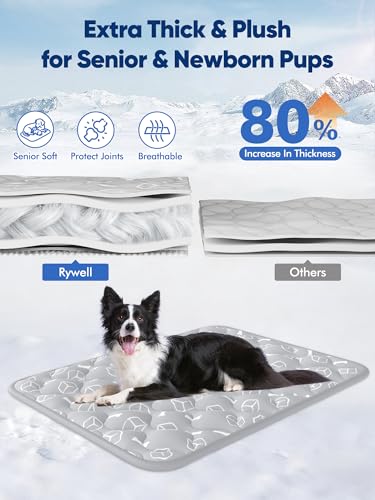 Rywell Dog Cooling Mat 2.0, Elegant Grey, 44"*32" Thick & Durable Cooling Mat for Extra Large Dogs, Extended Cooling with ...