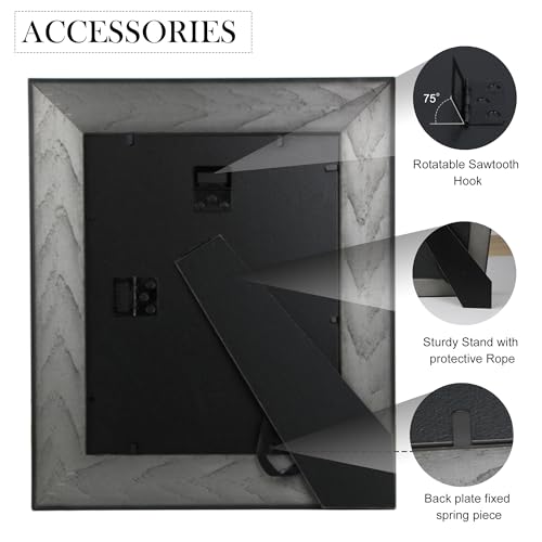Fisnish 8x10 Picture Frame, Table Top or Wall Mount, Black, 1 Pack