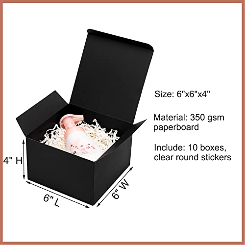 Mcfleet Black Gift Boxes with Lids 6x6x4 Inches 10 Pack Groomsmen Proposal Cardboard Craft Small Gift Box for Christmas, W...