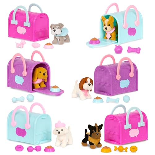 Pucci Pups – Collectible Puppy Set – 6 Toy Dogs Included – Carrier Purse – Food Bowls & Accessories 3+ Years