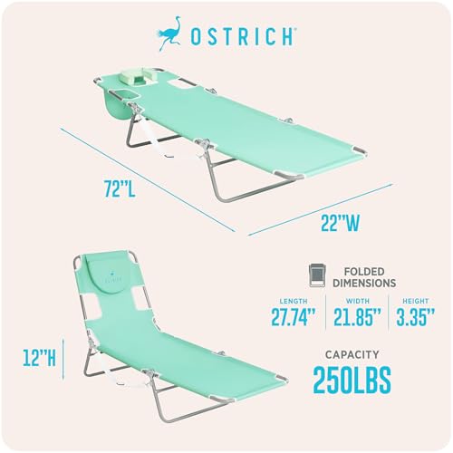 Ostrich the Original Chaise 72 x 22 Inch Lounge Portable Reclining Lounger, Outdoor Patio, Beach, Lawn, Camping, or Pool T...