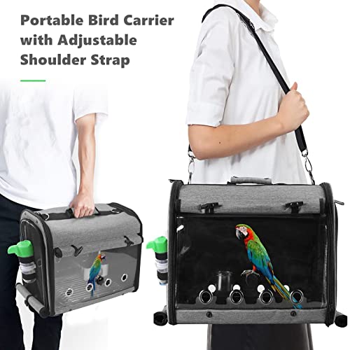 SUERTREE Bird Carrier Bag with Stand, Lightweight Backpack for Parrot, Portable Cockatiel Travel Cage with Accessories, Pe...