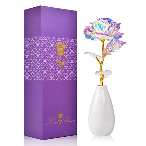 Tmacker Mothers Day Mom Gifts for Women Grandma - Artificial Rose Flowers with Vase Birthday Gifts for Mom Wife Her Valent...