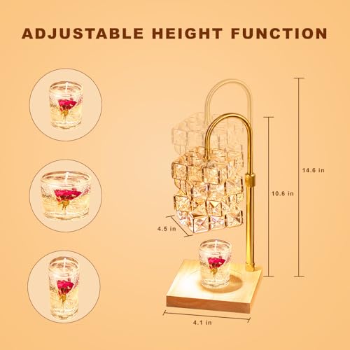ACALEPH Candle Warmer Lamp with Timer and Dimmer, Electric Wax Warmer Height Adjustable,Table Light Imitated Crystal Shape...