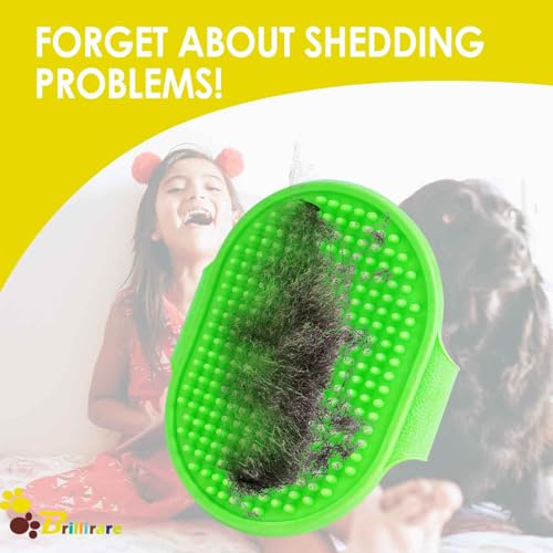 BRILLIRARE 2 Pack Dog Grooming Brush, Premium Soft Silicone Pet Bath Brushes with Adjustable Handle, Shampoo Soothing Comb...