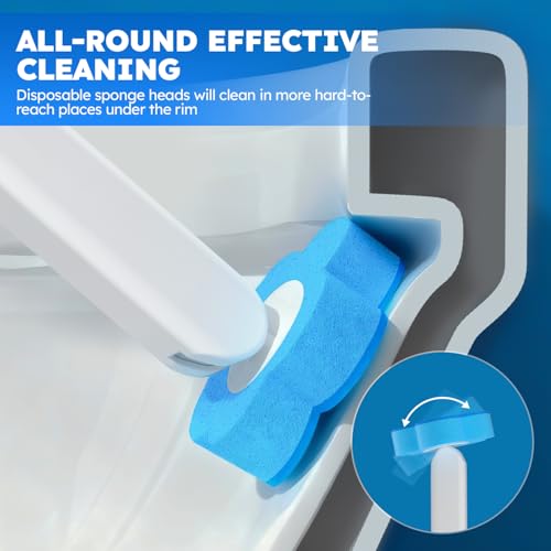 Disposable Toilet Brush 2 Pack- Toilet Bowl Cleaner, Toilet Bowl Brush, Each Toilet Wand with 10PCS Brush Refills for Bath...