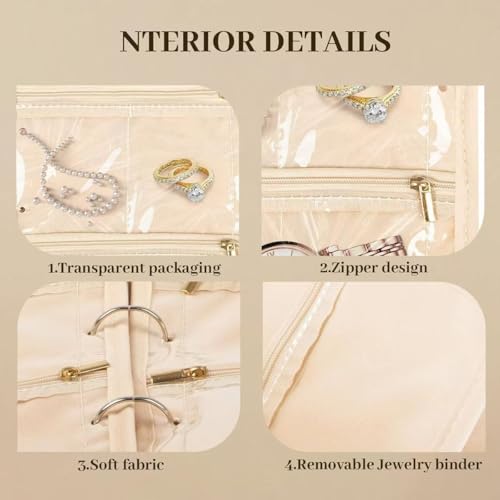 GSXRB Jewelry Organizer Travel Portable Earring Necklace Ring Jewelry Organizer Large Capacity Foldable Multi-Layer Classi...