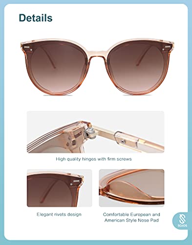 SOJOS Sunglasses Womens Trendy 2025 Classic Round Retro Vintage Shades Large Frame Sunnies SJ2067