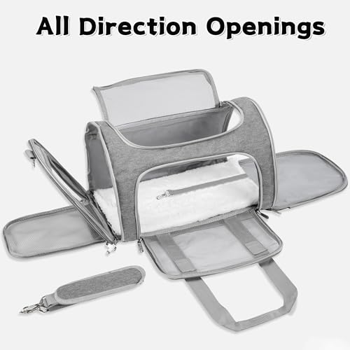 Soft-Sided Cat/Dog/Pet Carrier, Collapsible Pets Travel Carriers for Big Cats/Small Dogs with Shoulder Strap & Removable M...