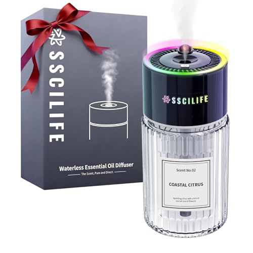 SSCILIFE Smart Car Air Freshener with Auto Sensor, Car Aroma Diffuser with RGB Music Syncing Light & Starry Sky Projectio...