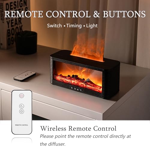 LOVCY 2026 Upgraded 9 Color Flame Fireplace Aroma Essential Oil Diffuser,250ml USB Desktop Noiseless Cool Mist Humidifier ...