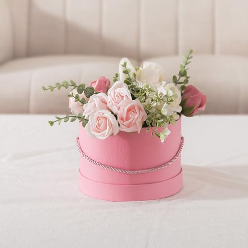 Soul & Lane Round Flower Boxes with Lids: Set of 3 Large Gift Boxes for Flowers and Bouquets, Cardboard Cylinder Gift Box ...