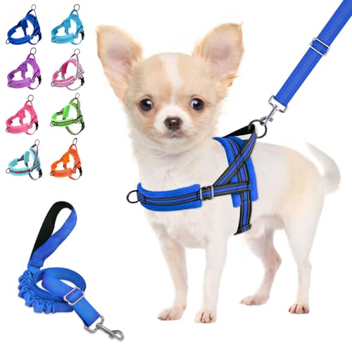 Lukovee No Pull Dog Harness and Leash Set, Soft Padded Small Dog Harness, Neck & Chest Adjustable Reflective Vest Puppy Ha...