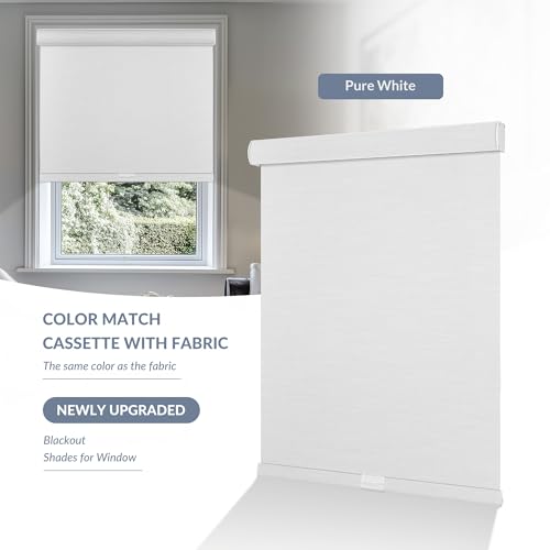 Boolegon Blackout Roller Shades for Windows,Cordless,Roller Blinds for Windows,Thermal Insulated Fabric UV Protection,Wind...