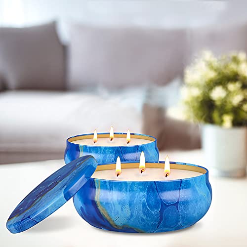 OFUN Large Citronella Candles Outdoor Decorative 55oz, Soy Wax Lemongrass Candle Set 3 Wick, Scented Jar Candle Bulk Up to...