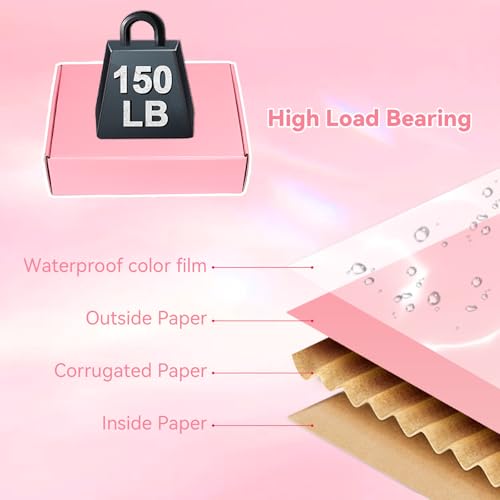 OUGEBOX 30 Pack 9x6x2 Pink Shipping Boxes for Packaging Small Business, Corrugated Cardboard Boxes for Shipping Packing Ma...