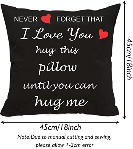 Anrkets Two Sided Printing Lover Pillow Cover I Love You Hug This Pillow Until You Can Hug Me, Valentine's Day Birthday Gi...