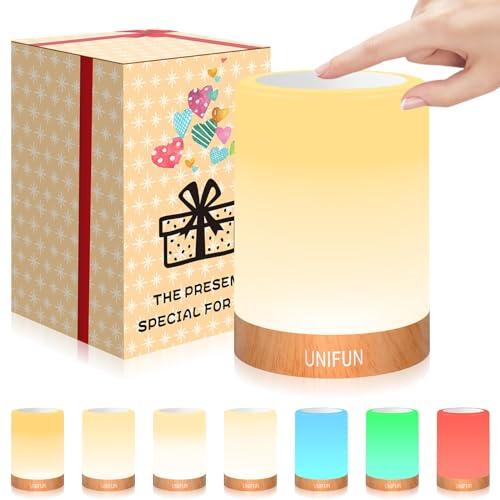 UNIFUN Table Lamp, Touch Sensor Bedside Lamps, Dimmable Warm White & Color Changing RGB Light for Bedroom,Living Room Gift...