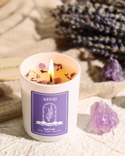 AOOVOO Lavender Candles Set for Women - 4 Pack Candles for Home Scented, Aromatherapy Candle with Crystals Inside, 28 oz 2...