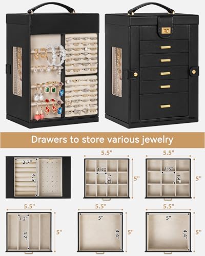 AKOZLIN Jewelry Box 6-Tier Organizer Functional 360° Rotating Jewelry Storage Case for Women Girls Ring Necklace Earring B...