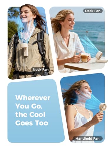 Aecooly Mighty Portable Handheld Fan | 20H Max Cooling Time | 3 Flexible Modes | 5 Speeds Wind | Battery Level Display | U...