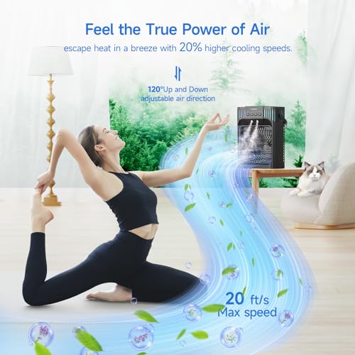 Serantzon Portable Air Conditioners, 4-in-1 Evaporative Air Cooler with Remote Control, Cooling Fan with 3 Modes, 3 Speeds...