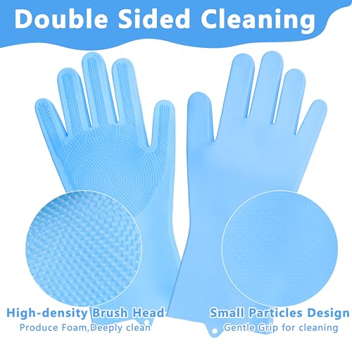 Maiiu Pet Grooming Gloves—Heat Resistant Dog Washing Gloves with High-Density Teeth, Dog Bath Scrubber with Enhanced Five ...