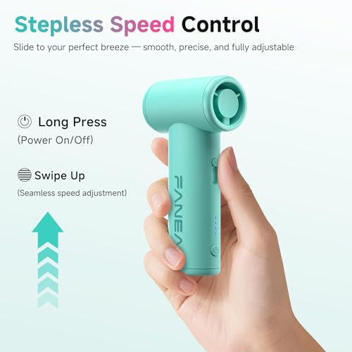 Mini Handheld Portable Fan - Brushless Motor, Ultra Slim, Stepless Control, Rechargeable 2500mAh Battery Up to 8 Hours, Po...
