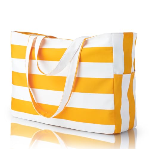 Iioscre Beach Bag for Women, Causal Hobo Pool Bags with Zipper Inner Pocket, Foldable Swim Tote Bag for Vacation Essentials