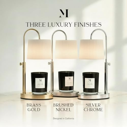 Dimmable Glass Candle Warmer Lamp with Timer - Adjustable Height Candle Lamp Warmer with Timer (8H/4H/2H) - Wax Melter - I...